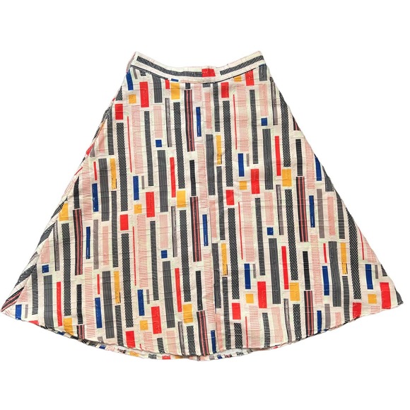 Anthropologie Hutch Willem A-Line Midi Skirt-Stripe-Women 4-Boho-Black-White-Red - Picture 9 of 12